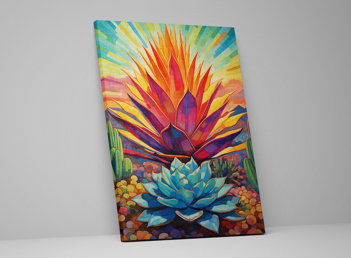 Colorful Modern Agave Cactus, Southwest Poster Print - Image 4