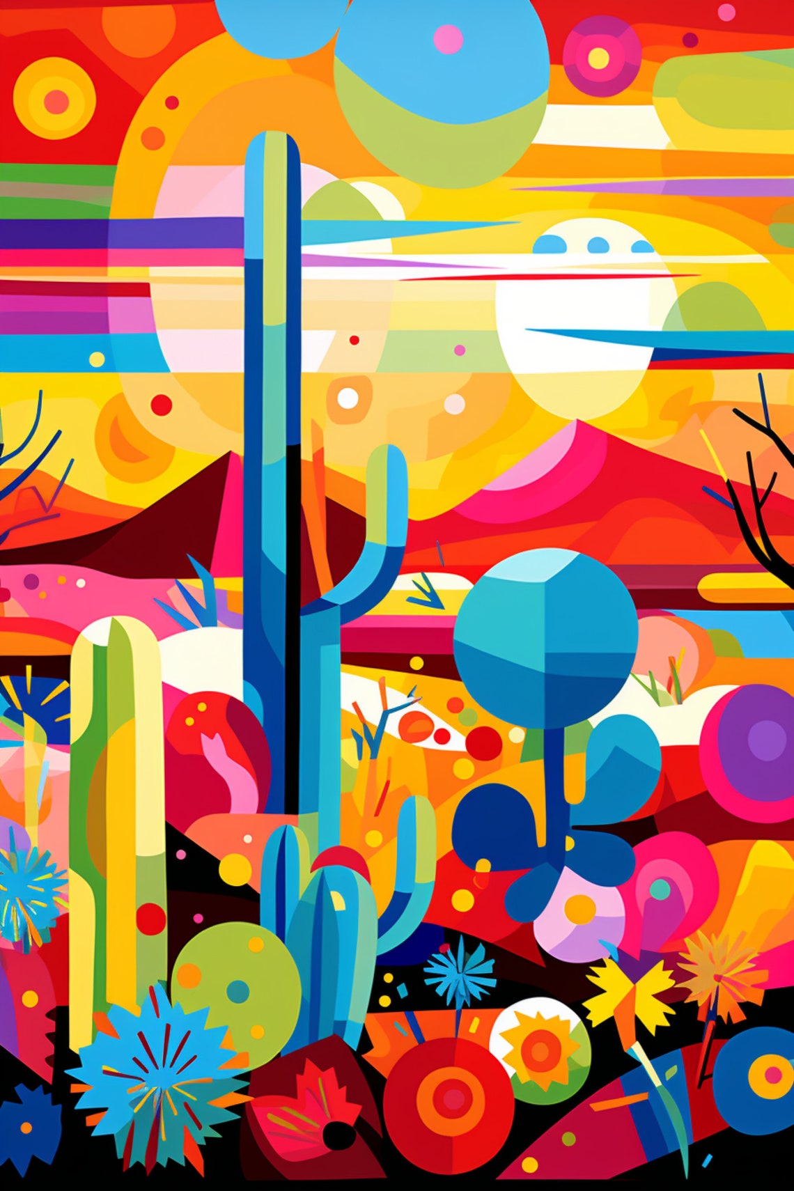 Geometric Modern Desert Southwest Saguaro Colorful Abstract Poster - Image 5