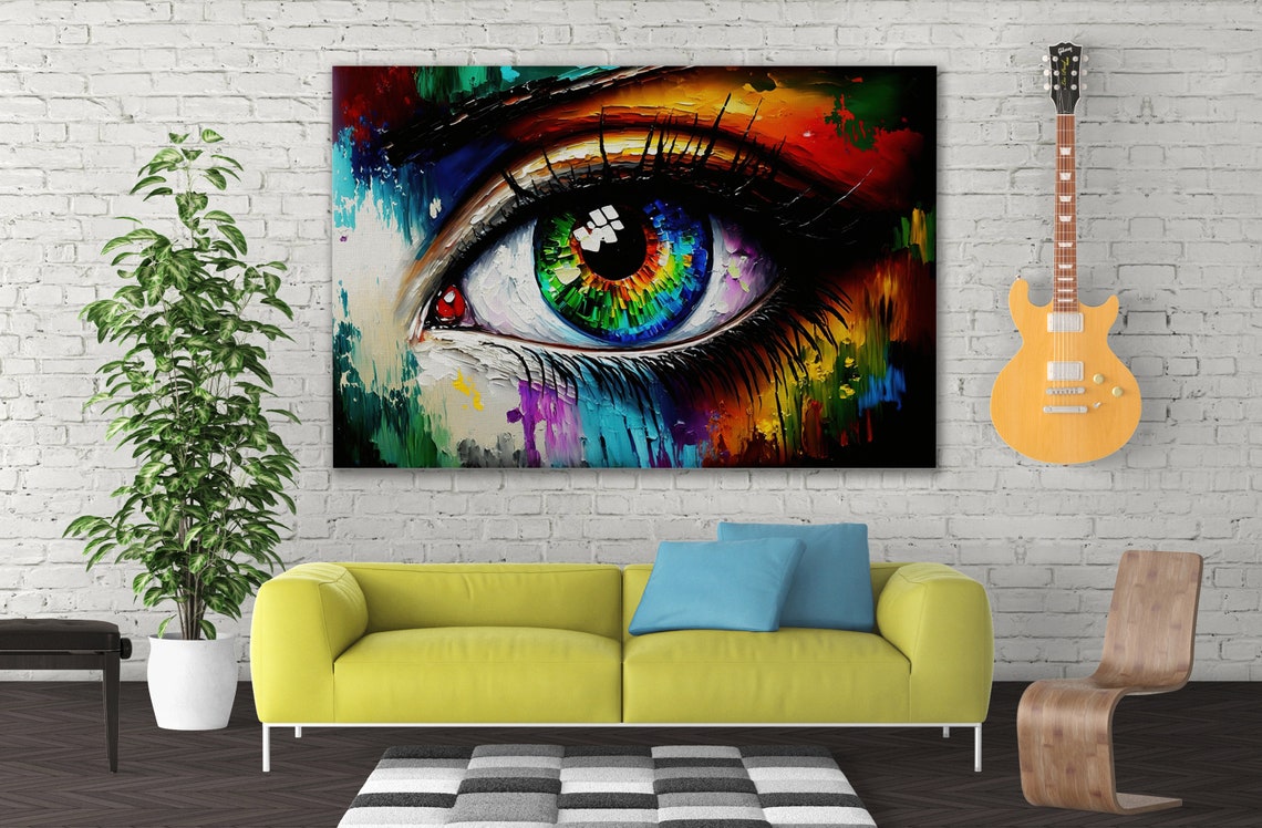 Abstract Eye Close Up Rainbow Iris Vivid Color Oil Style Poster - Image 3
