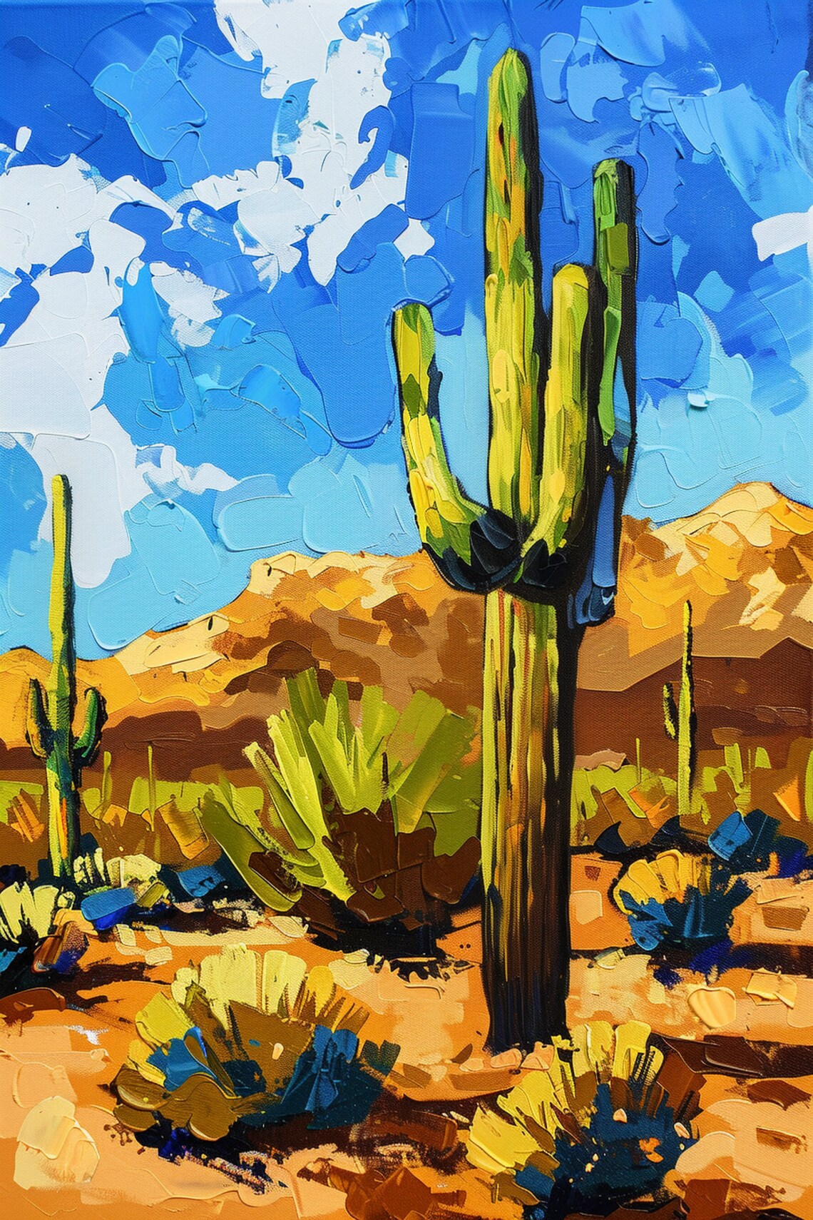 Desert Guardian Lone Saguaro Cactus Art Print - Image 5