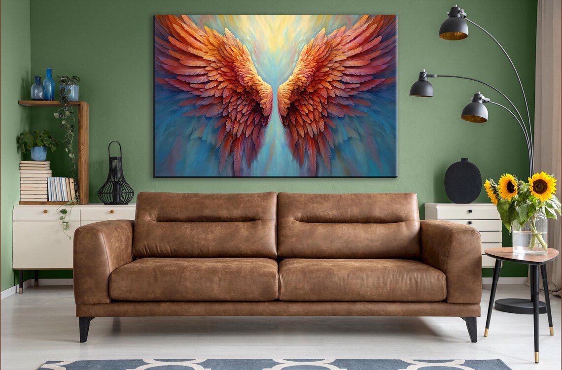 Angel Wings Serene Art Print, Abstract Modern - Image 2