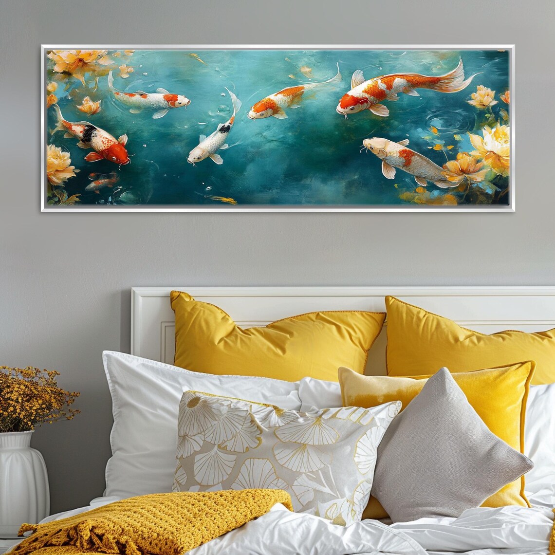 Panoramic Koi Fish Art Print, Long Horizontal