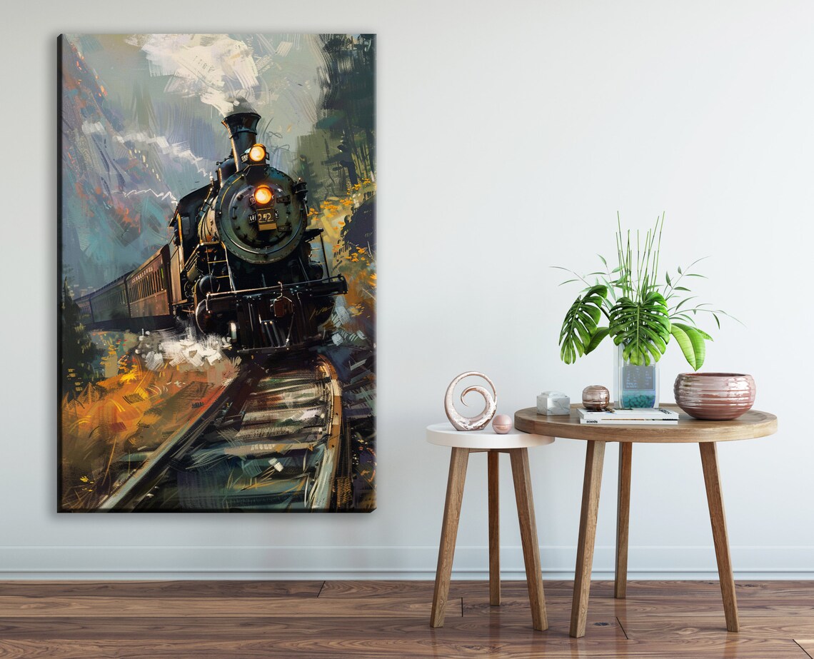 Moody Night Steam Locomotive Number 242 Dark Forest Rail Poster - Image 2
