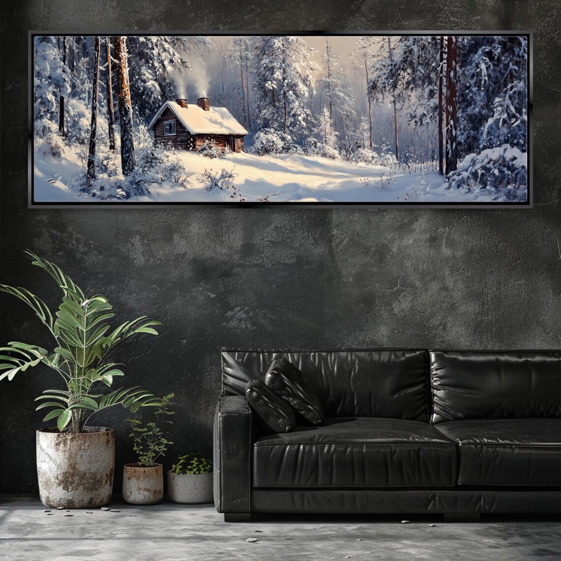 Cozy Cabin in Snowy Winter Woods Wall Art Print - Image 5