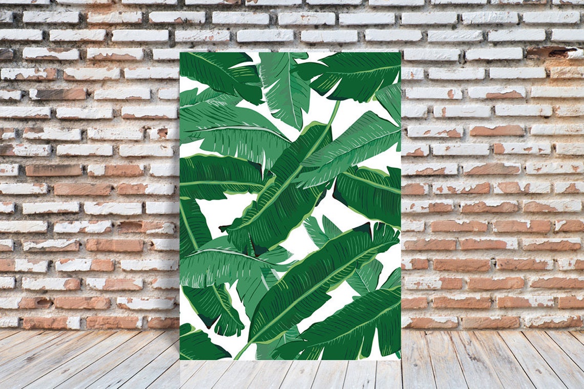 Tropical Banana Leaves Green White Botanical Fresh Wall Poster - Image 3