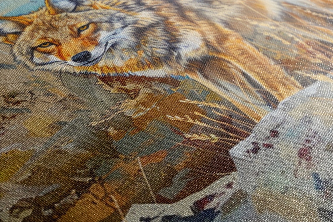 Coyote Standing in Rocky Grassland Rustic Southwest Wildlife Poster - Image 2