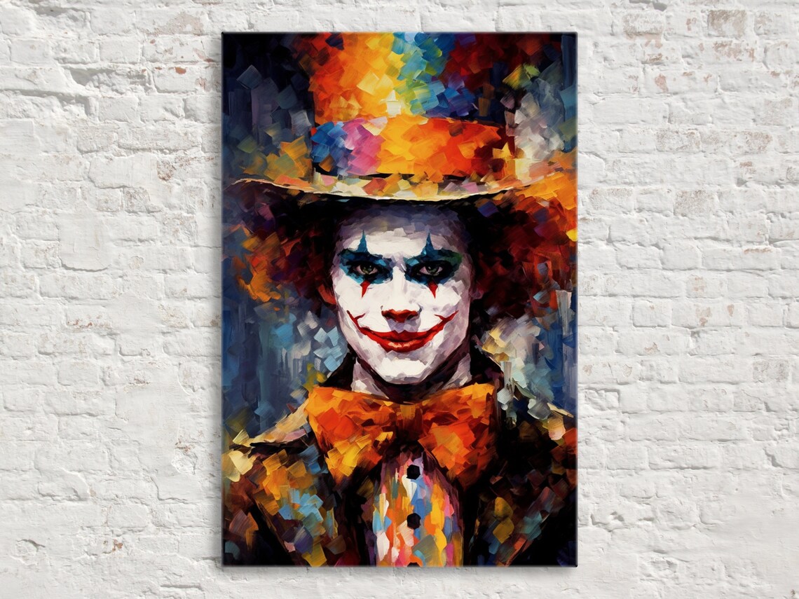 Scary Clown Portrait Colorful Top Hat Creepy Halloween Circus Poster