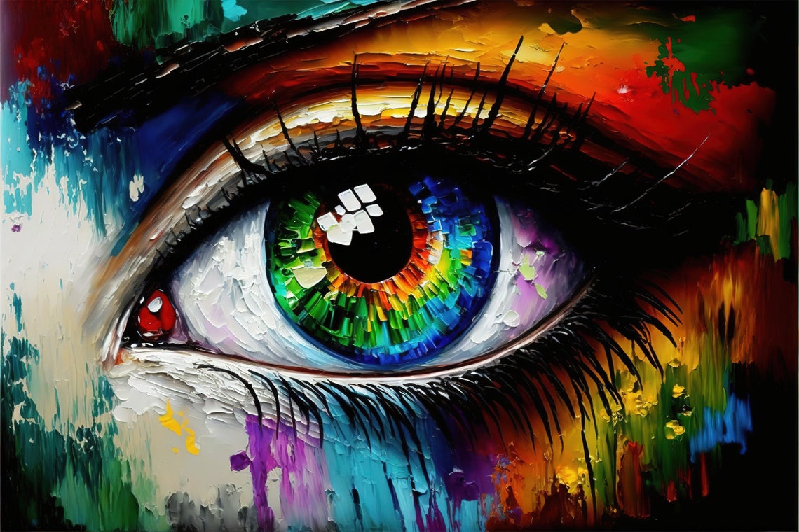 Abstract Eye Close Up Rainbow Iris Vivid Color Oil Style Poster - Image 5