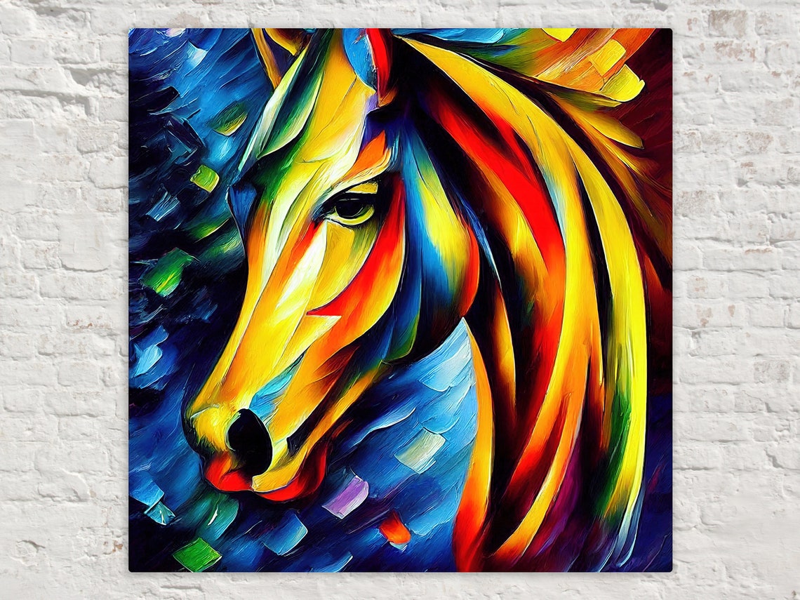 Colorful Abstract Horse Head Bold Rainbow Palette Modern Art Poster