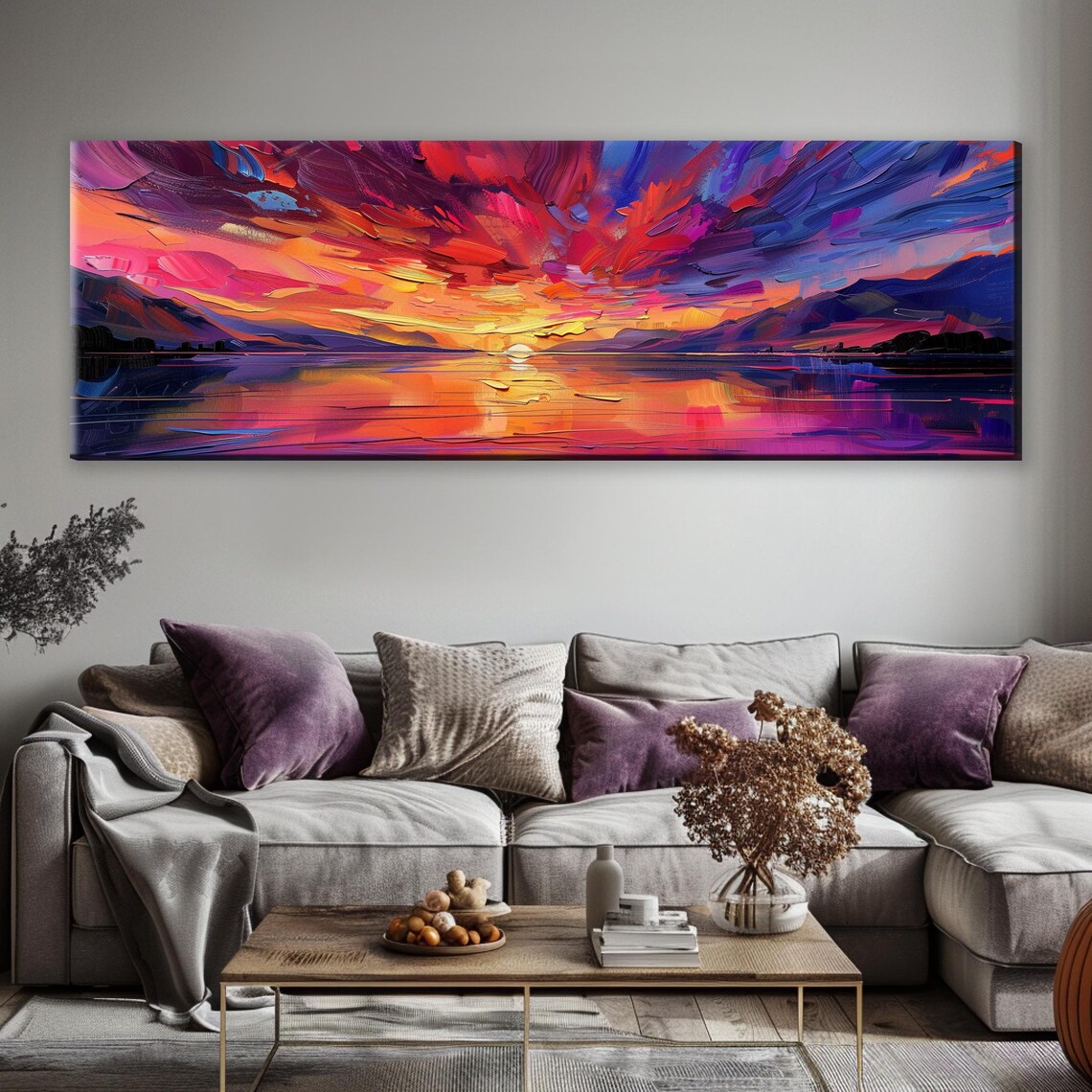 Panoramic Ocean Sunset, Pink Purple Wall Art Print - Image 5