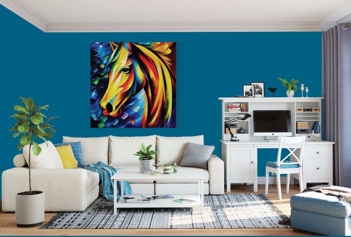Colorful Abstract Horse Head Bold Rainbow Palette Modern Art Poster - Image 2