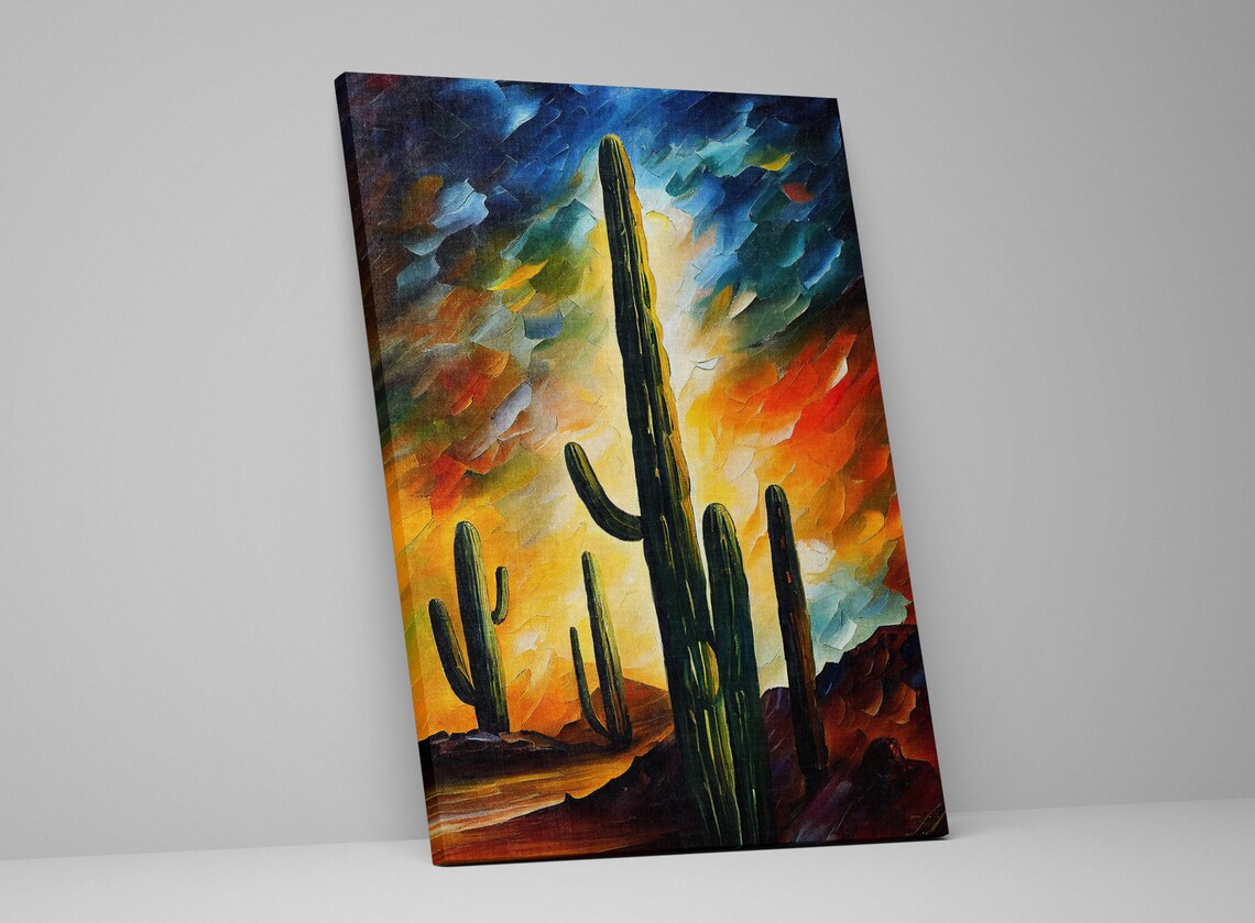 Cactus Desert Painting, Southwest Landscape Art Print - Image 4