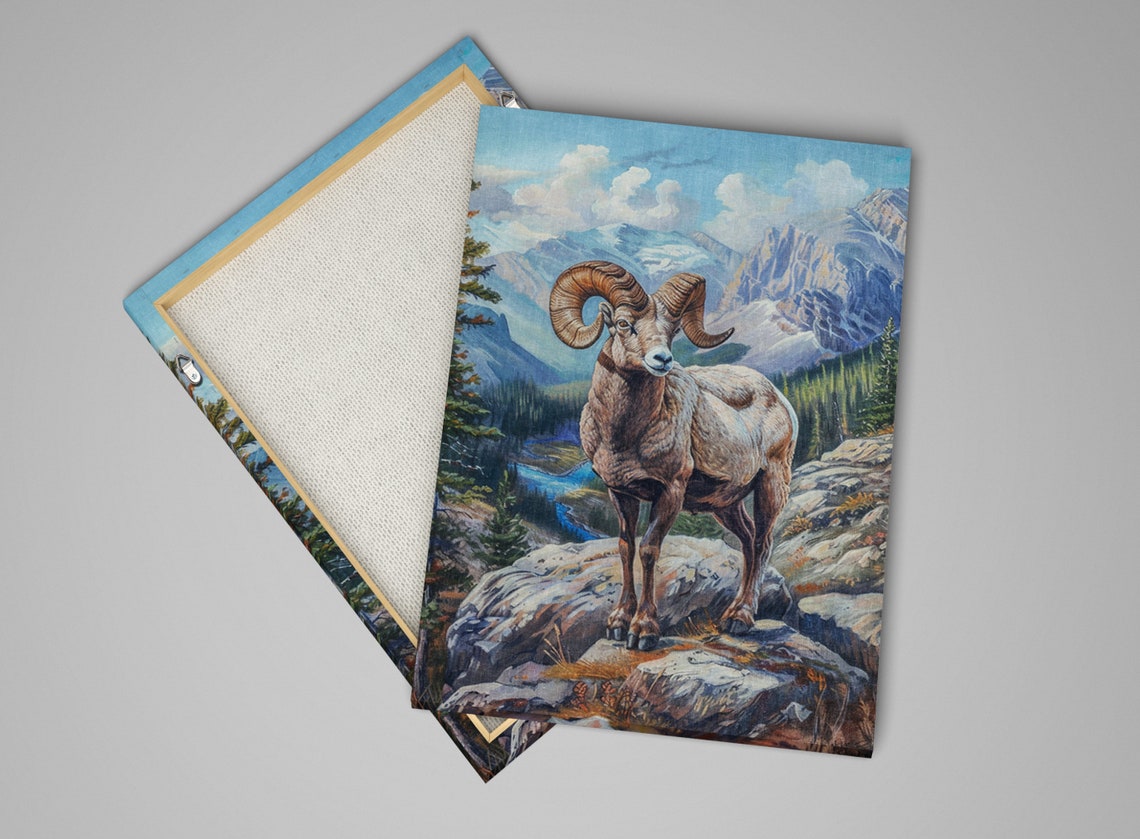 Bighorn Sheep Rocky Mountain Summit Realistic Nature Wildlife Poster - Image 4
