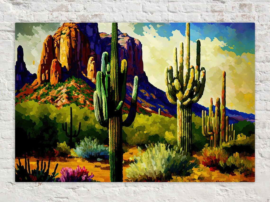 Desert Cactus Southwestern Landscape Art Print