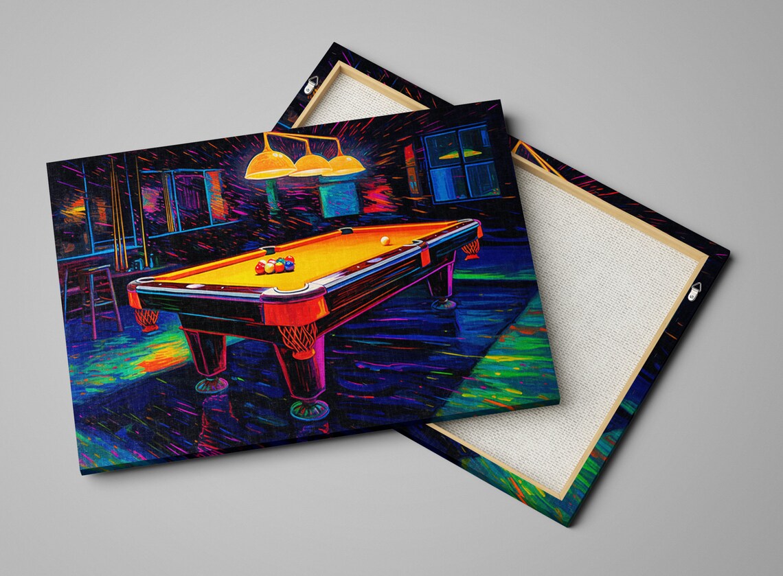 Pool Hall Billiards Table Neon Synthwave Art Print - Image 4