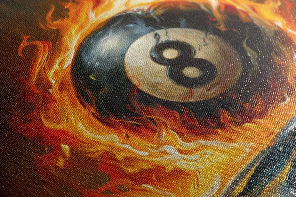 Flaming 8 Ball On Fire Billiards Art Game Room Bar Man Cave Wall Art - Image 2