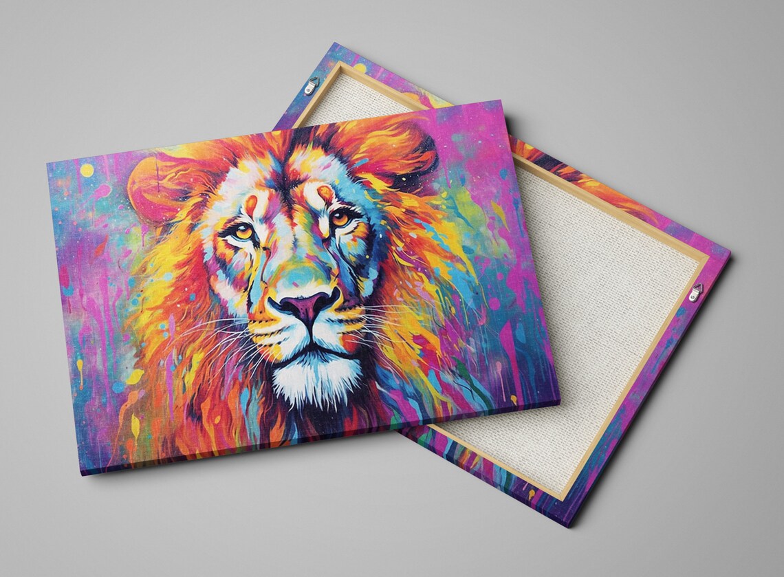 Rainbow Splash Lion Portrait Colorful Wildlife Pop Art Poster - Image 4