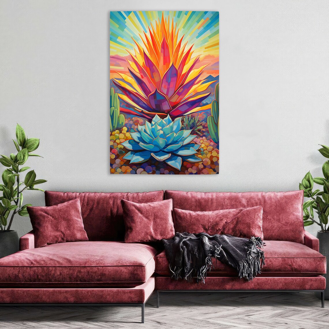 Colorful Modern Agave Cactus, Southwest Poster Print - Image 3