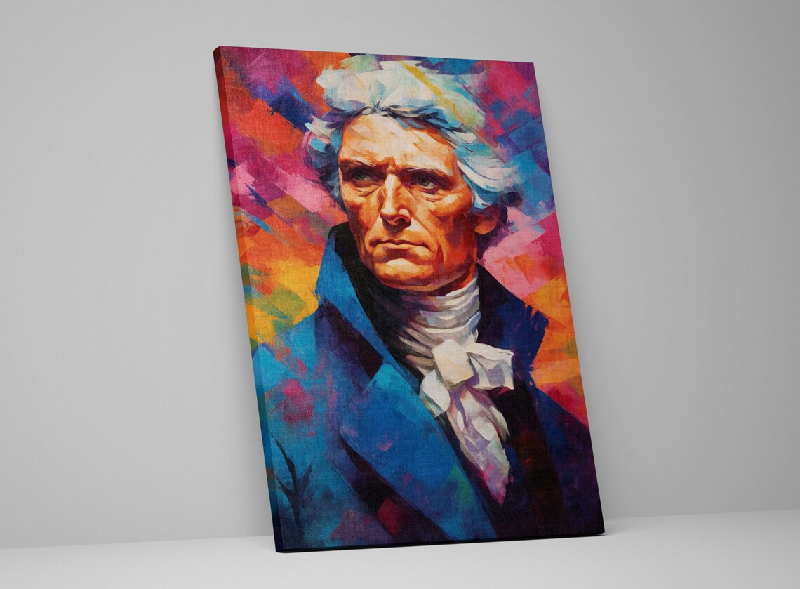 Thomas Jefferson Portrait Vibrant Pop Art Blue Coat Patriot Poster - Image 5