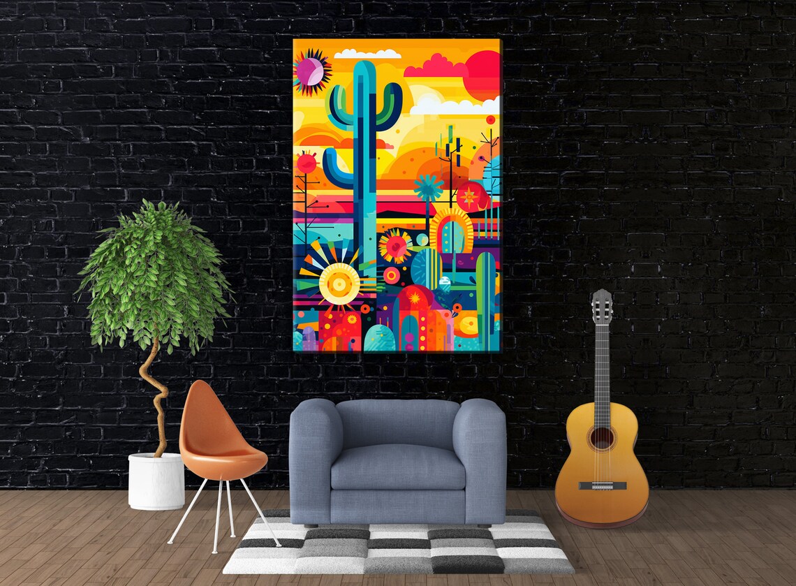Geometric Desert Landscape Art Print, Desert Decor - Image 2