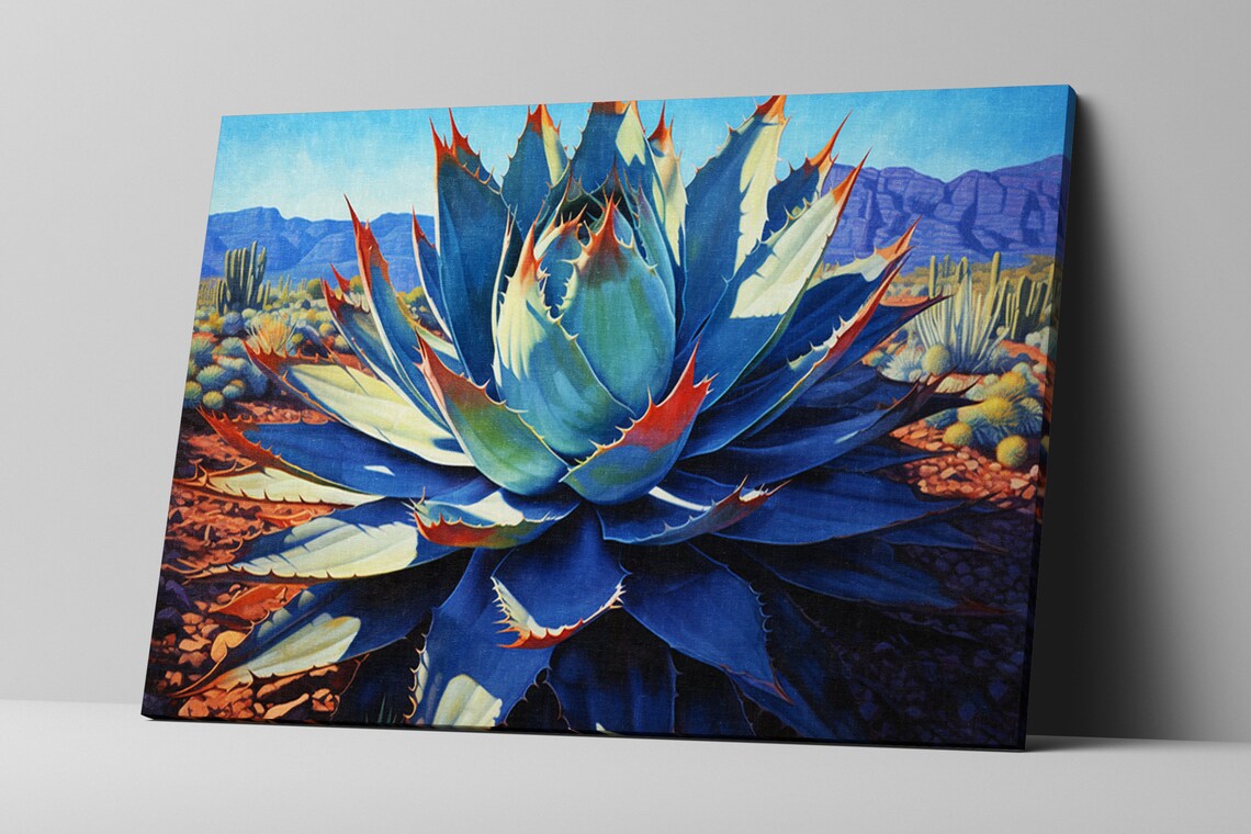 Blue Agave Desert Scene, Realistic Wall Art Print - Image 5