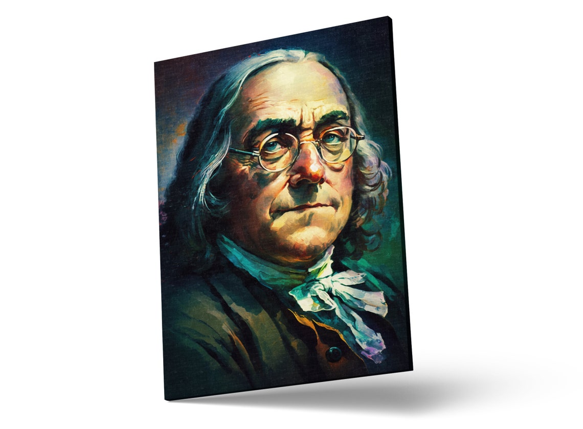 Benjamin Franklin Portrait Painterly Historical Founding Father Print - Image 2