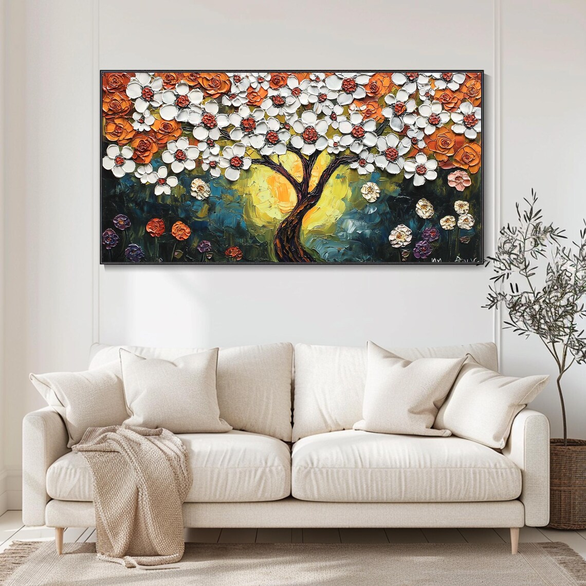 Blossom Tree Oil Painting Art Print, Modern Abstract - Image 4