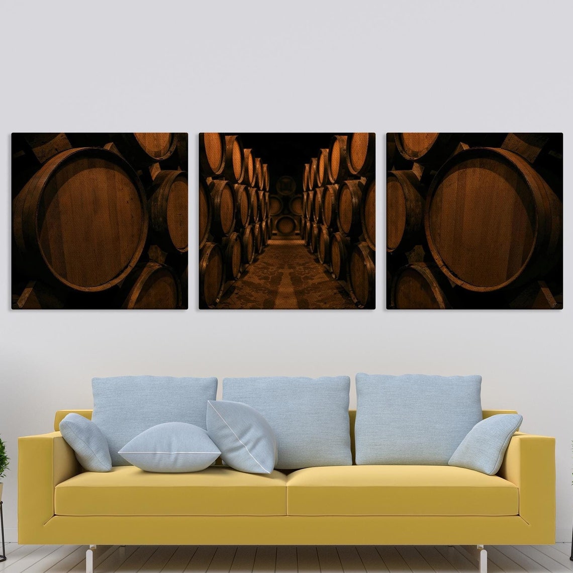 Old Oak Wine Barrel Cellar Vault Rustic Triptych Winery Poster