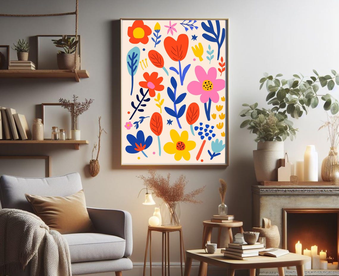 Colorful Maximalist Floral Pattern Bold Abstract Botanical Poster - Image 2