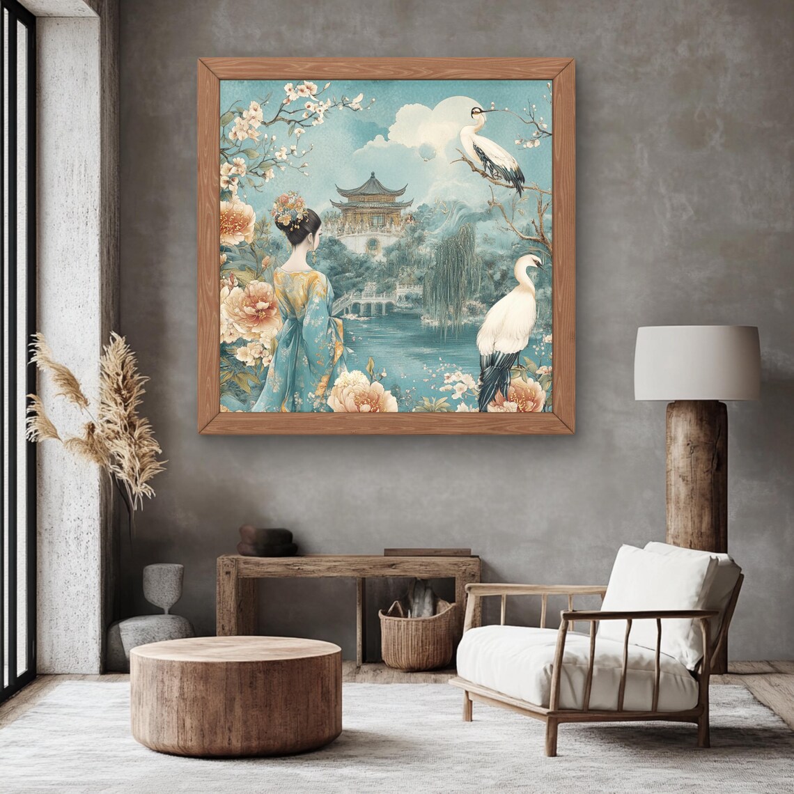 Asian Art, Chinoiserie Japandi Home Art Gift