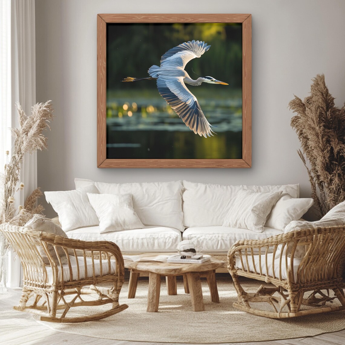Blue Heron Photographic Print, Coastal Bird Artwork