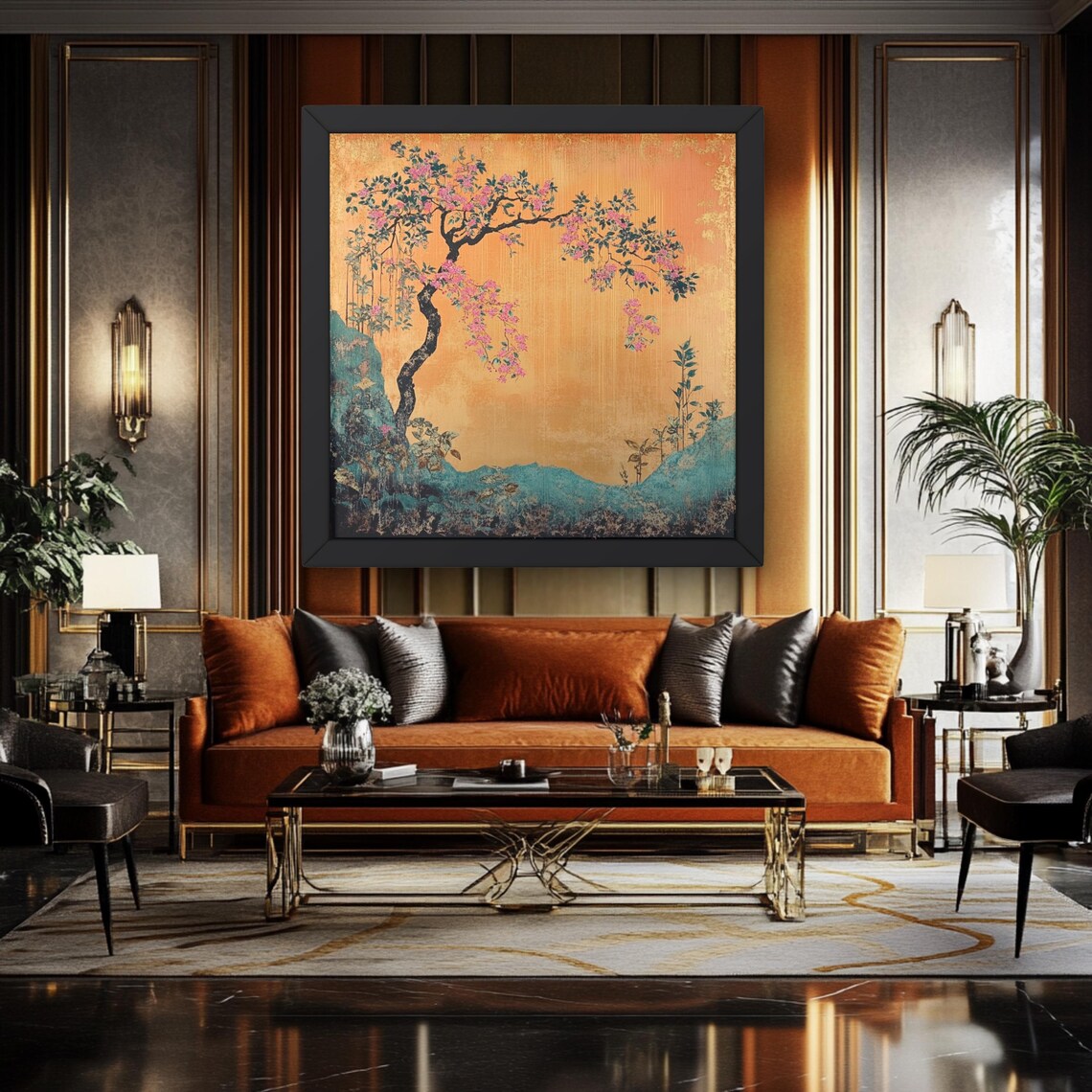 Asian Tree Art Print, Chinoiserie Japandi Decor