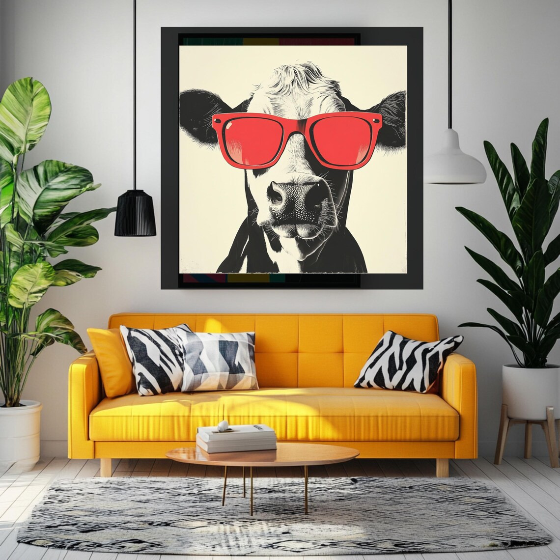 Cool Cow Farmhouse Decor, Quirky Animal Art Print