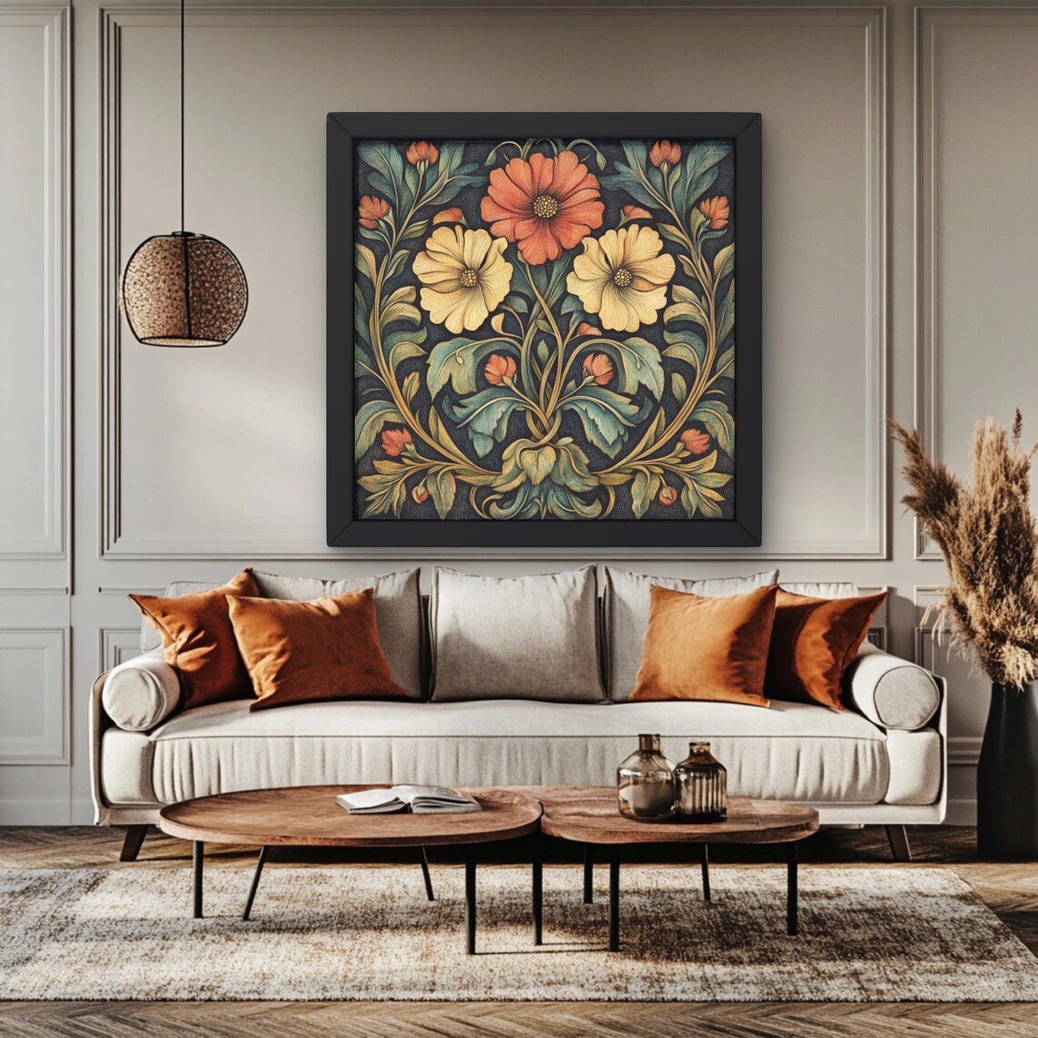 William Morris Inspired Floral Art Print, Vintage Botanical