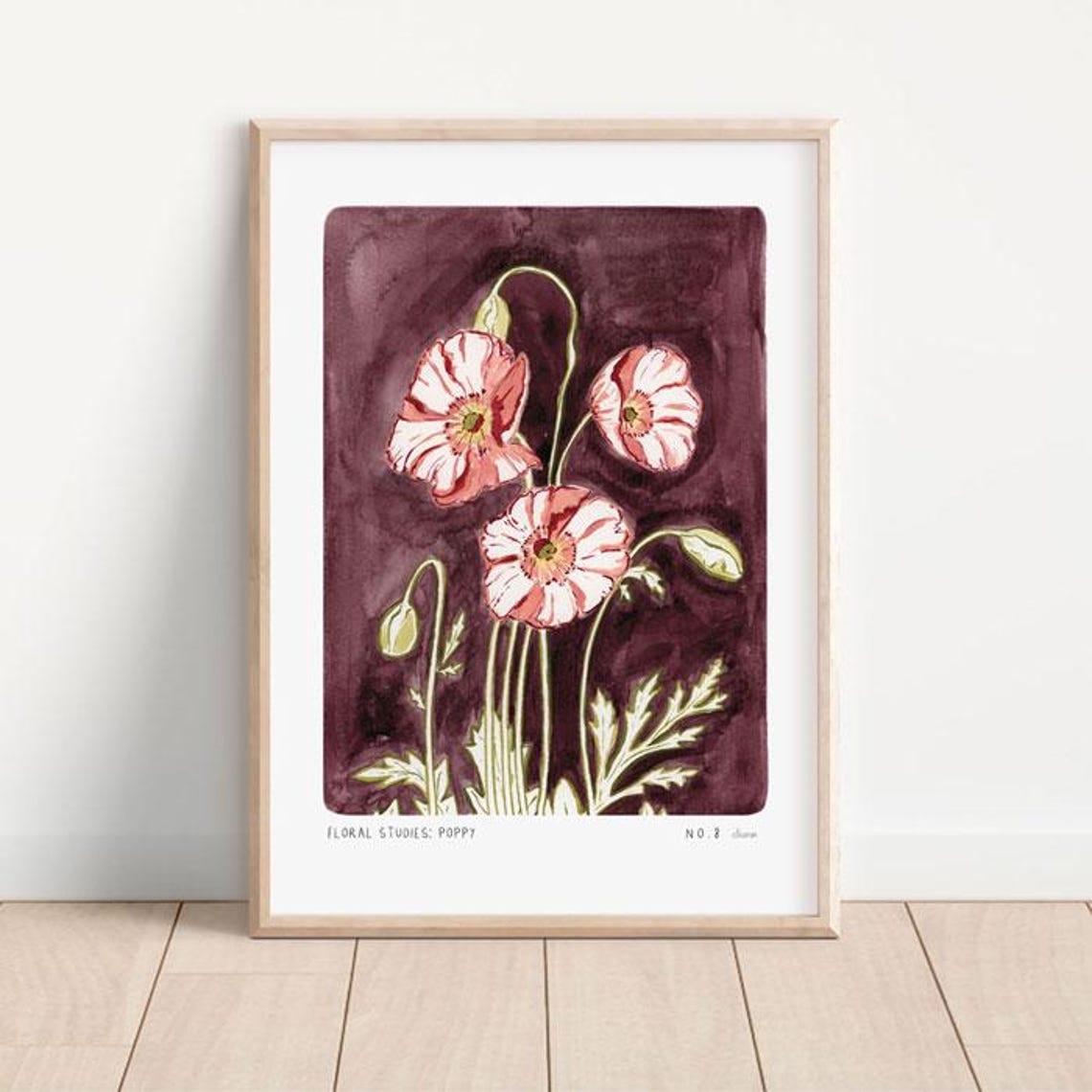 Poppy Floral Studies Art Print, Botanical Decor