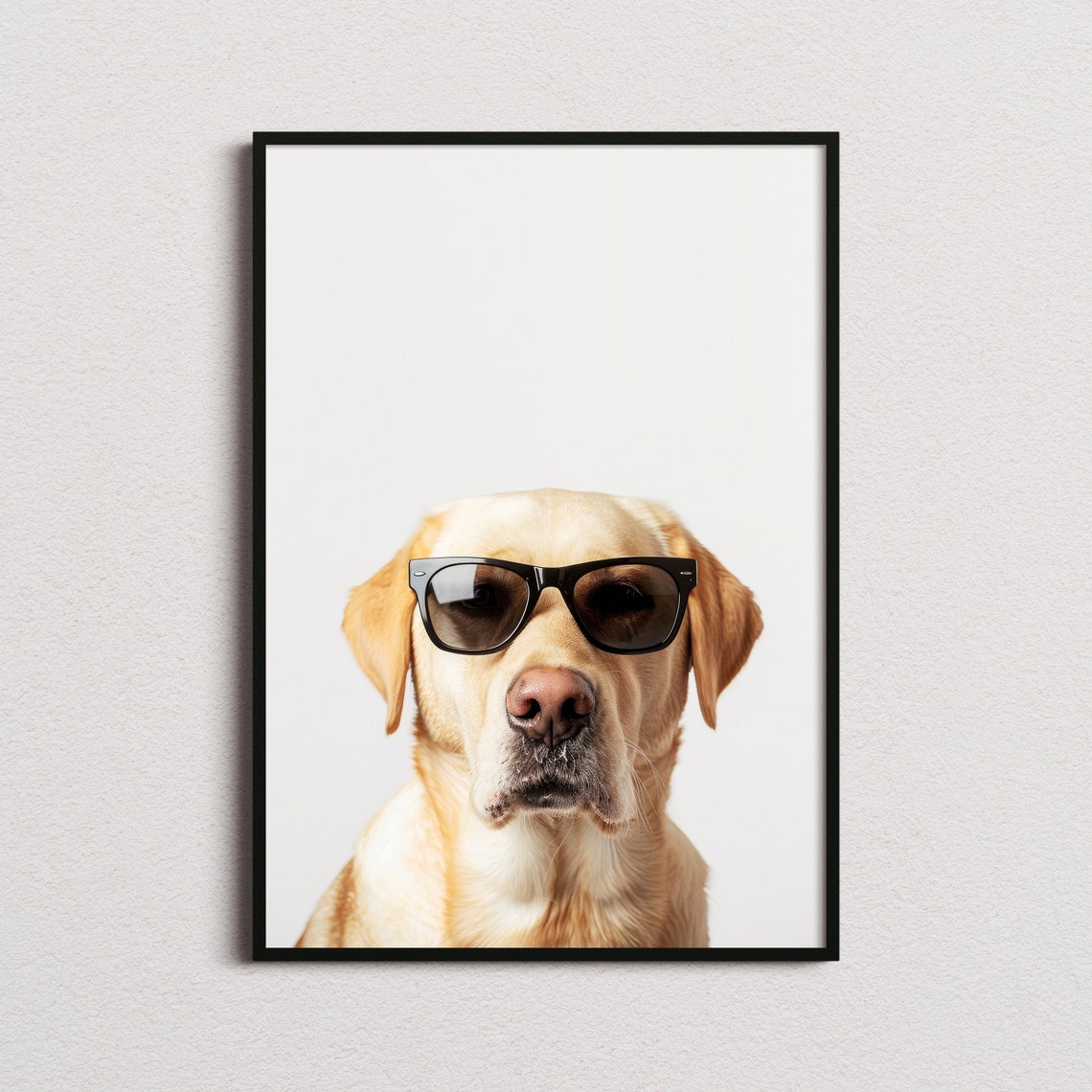 Yellow Labrador Dog In Sunglasses Friendly Minimalist Photo Poster