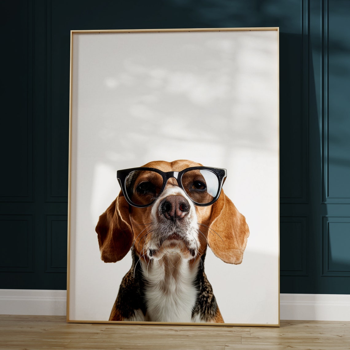 Beagle Dog in Cool Glasses Adorable Funny Hound Portrait Poster - Image 2