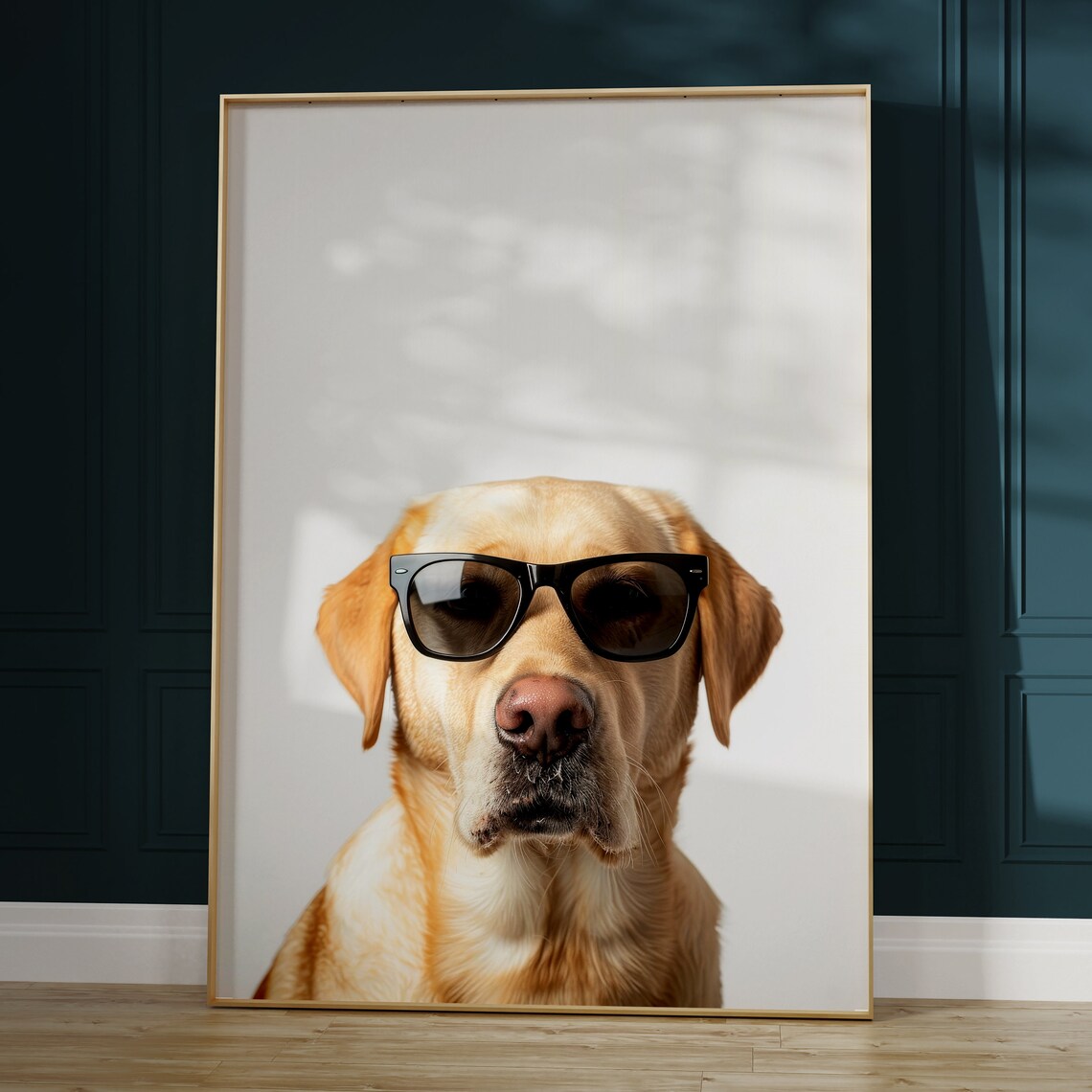 Yellow Labrador Dog In Sunglasses Friendly Minimalist Photo Poster - Image 2