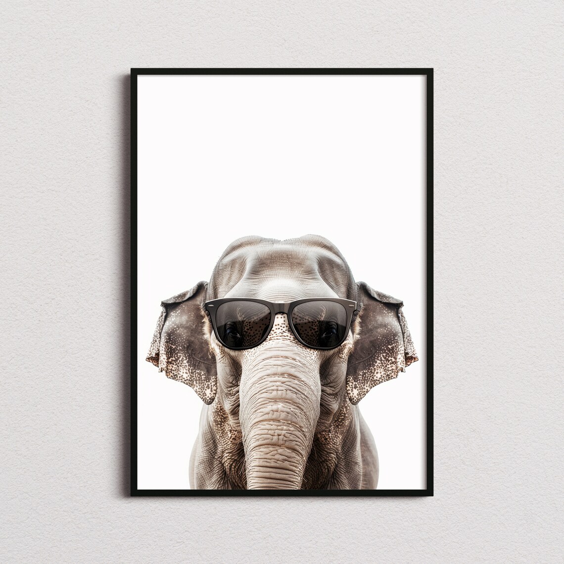 Asian Elephant in Sunglasses Gentle Giant Portrait Funny Animal Poster