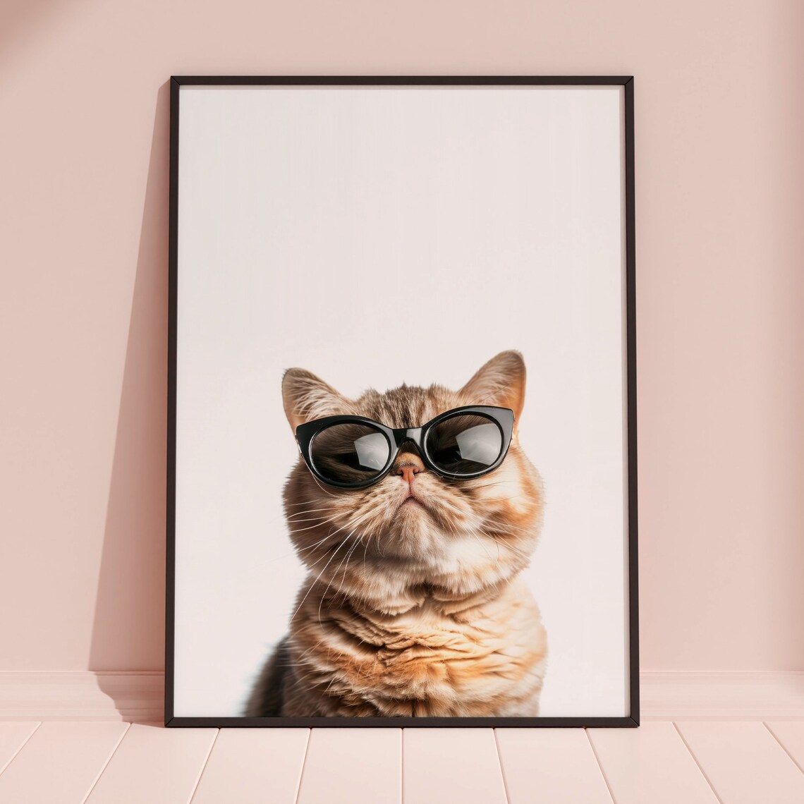 Orange Persian Cat in Black Sunglasses Cute Feline Portrait Poster - Image 3