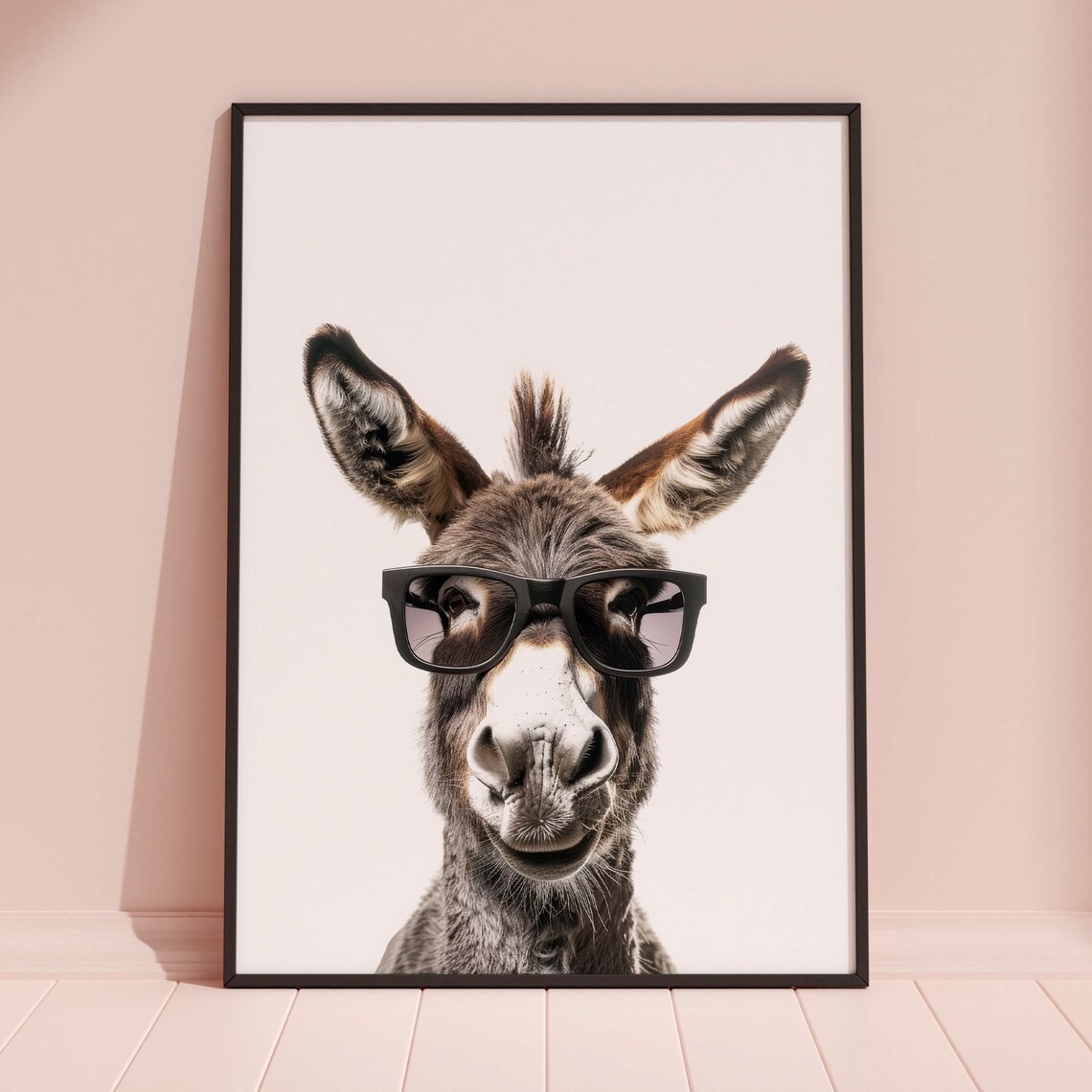 Funny Donkey Wearing Sunglasses Minimalist Animal Portrait Poster - Image 2