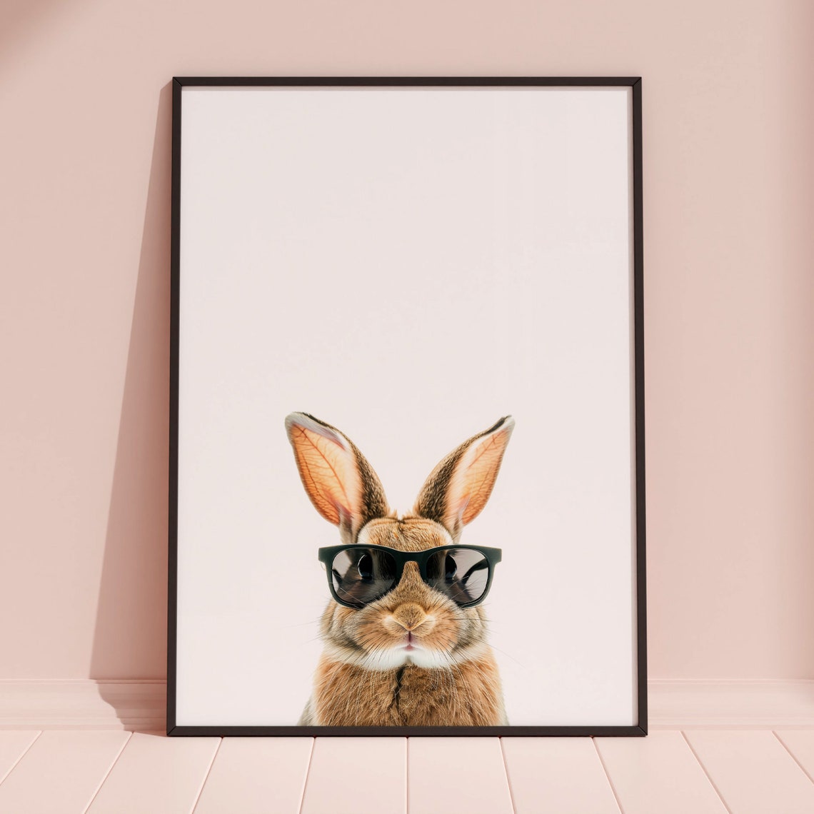 Brown Rabbit in Sunglasses Cute Funny Bunny Portrait Art Poster - Image 3