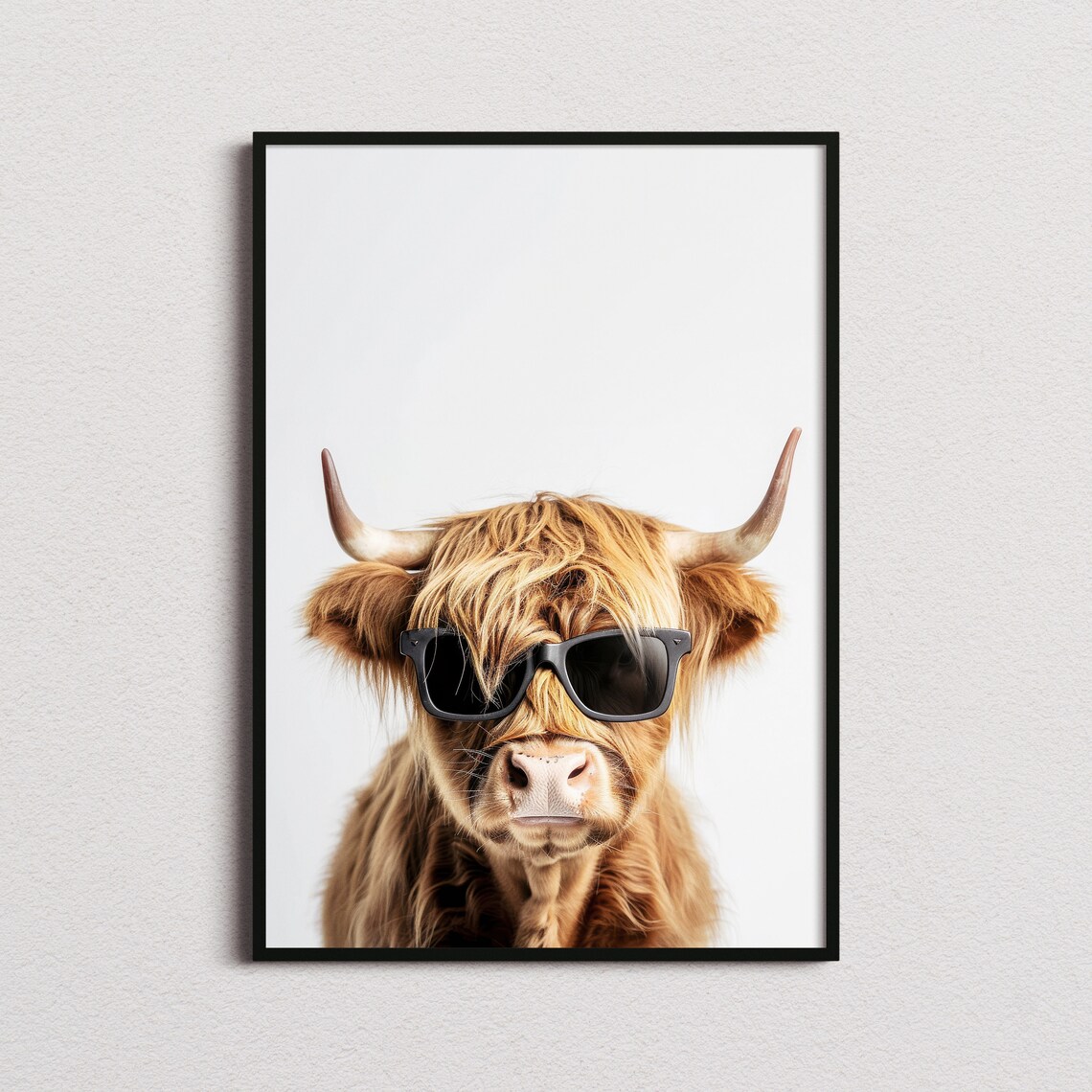 Highland Cow In Sunglasses, Funny Poster Print