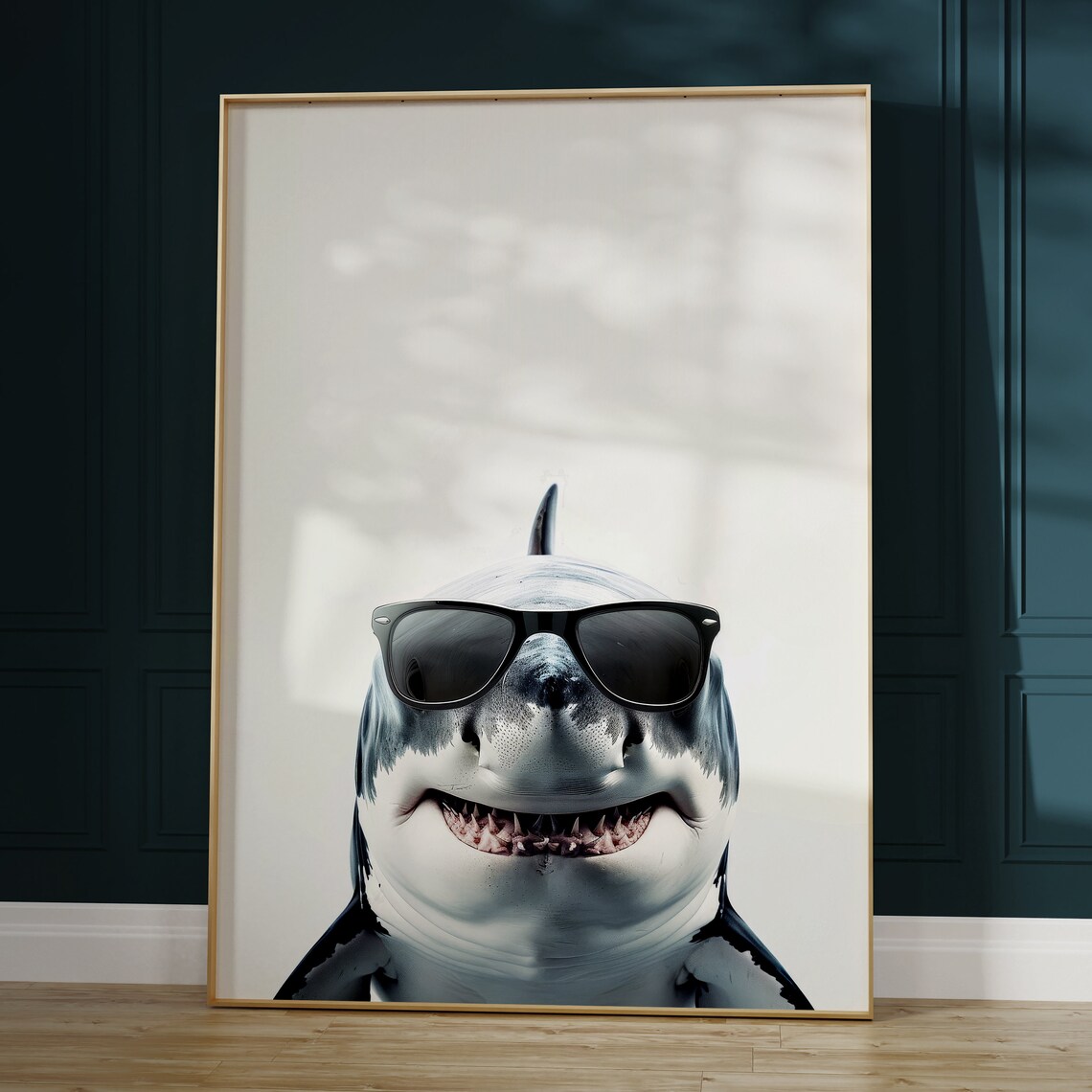 Great White Shark In Sunglasses Art Print - Image 2