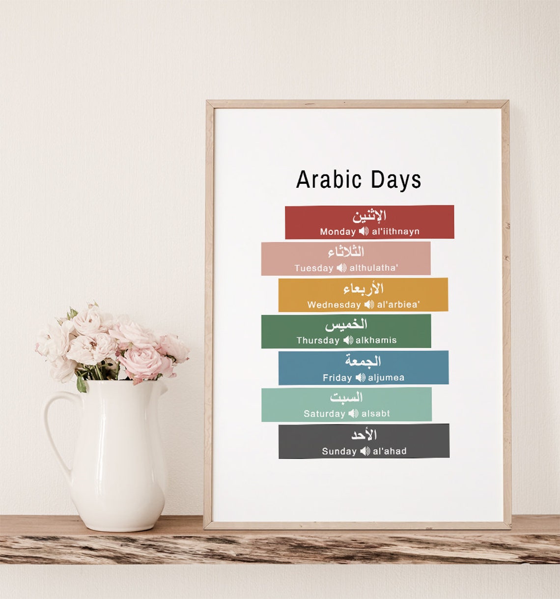 Arabic Days of the Week Educational Colorful Classroom Poster - Image 2