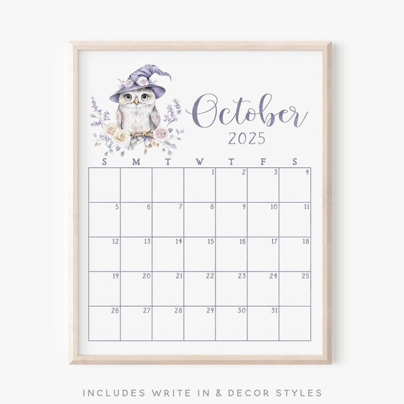 October 2025 Calendar Fall Monthly Planner Halloween Office Desk Decor Seasonal Fridge Calendar Cute Halloween Owl Artwork