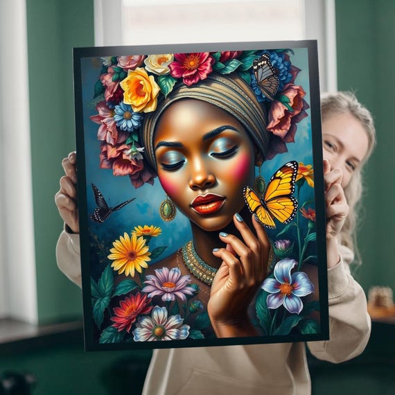 Flower Goddess Jigsaw Puzzle African Woman Mindfulness Game