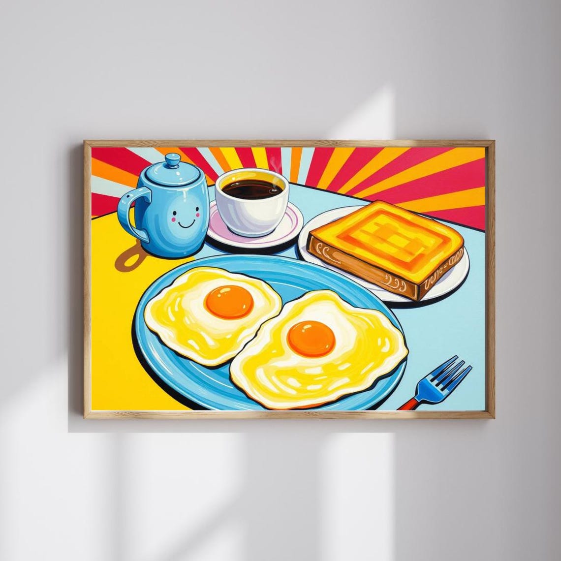 Sunny Side Up Eggs Coffee and Toast Retro Pop Art Kitchen Poster