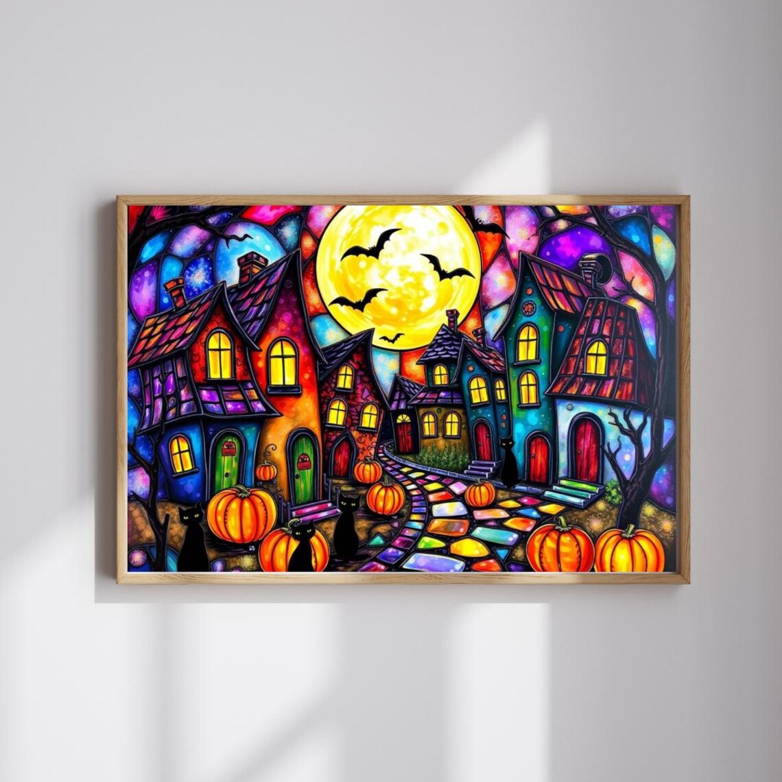 Spooky Night Village Puzzle Halloween Black Cat Jigsaw