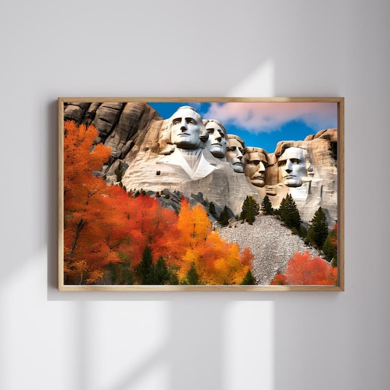 Mount Rushmore Autumn Foliage National Memorial Landmark Poster
